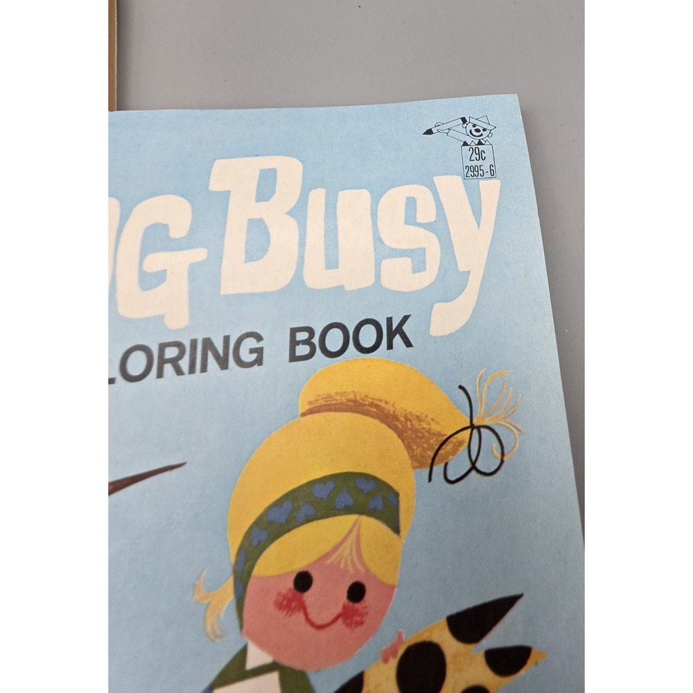 Vintage 1964 Keeping Busy Coloring Book Lot of 2 Happiness Books Finland 29¢ - Picture 2 of 6